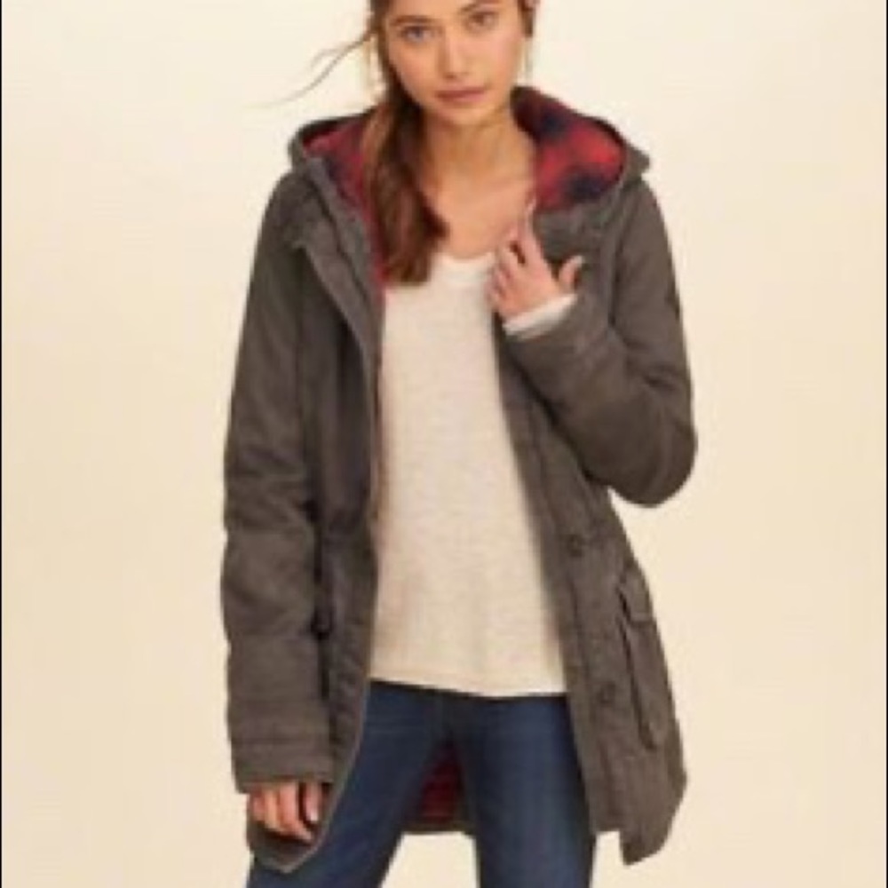 Hollister Flannel-Lined Twill Winter Parka Sz M
